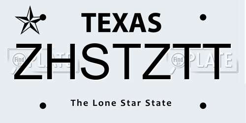ZHSTZTT Texas License Plate