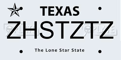 ZHSTZTZ Texas License Plate