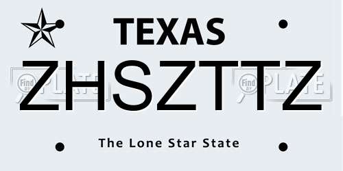 ZHSZTTZ Texas License Plate
