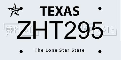 ZHT295 Texas License Plate