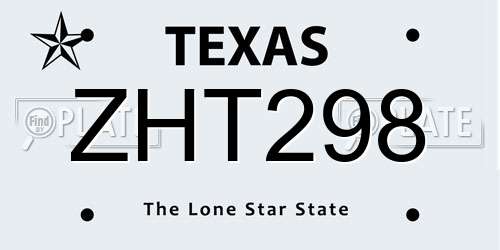 ZHT298 Texas License Plate
