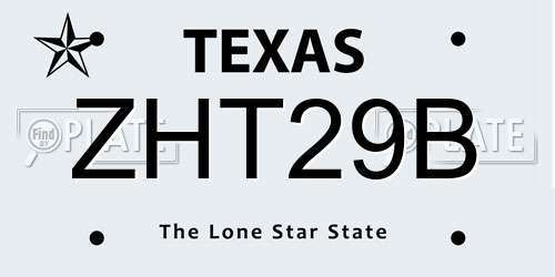 ZHT29B Texas License Plate