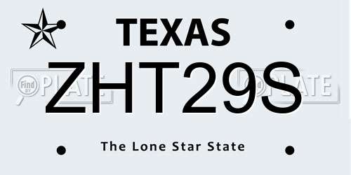 ZHT29S Texas License Plate