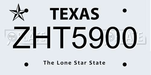 ZHT5900 Texas License Plate
