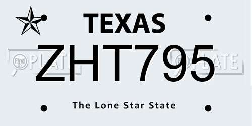 ZHT795 Texas License Plate