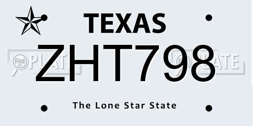 ZHT798 Texas License Plate