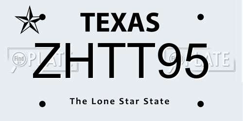 ZHTT95 Texas License Plate