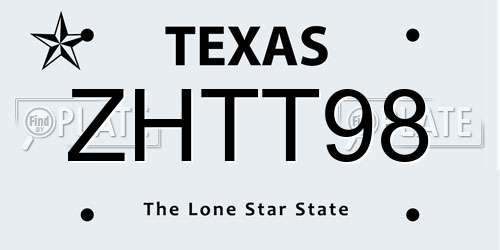 ZHTT98 Texas License Plate