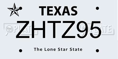 ZHTZ95 Texas License Plate