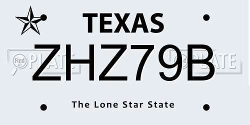 ZHZ79B Texas License Plate