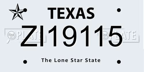ZI19115 Texas License Plate