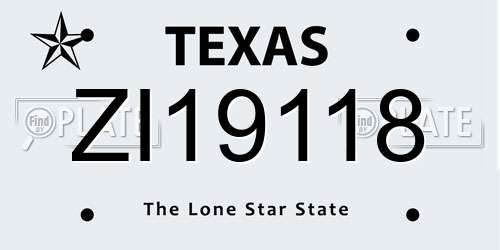ZI19118 Texas License Plate