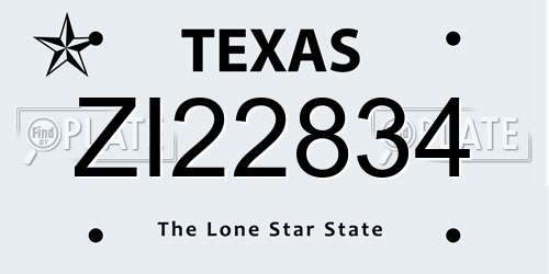 ZI22834 Texas License Plate