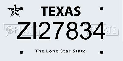 ZI27834 Texas License Plate