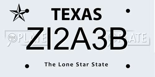 ZI2A3B Texas License Plate