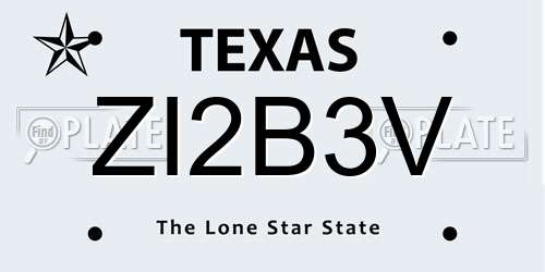 ZI2B3V Texas License Plate