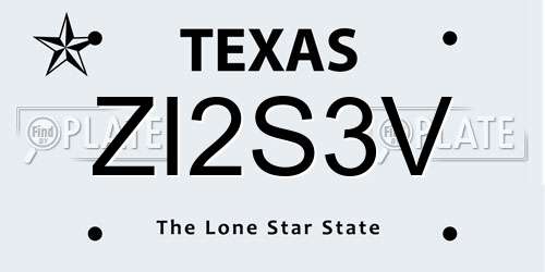 ZI2S3V Texas License Plate