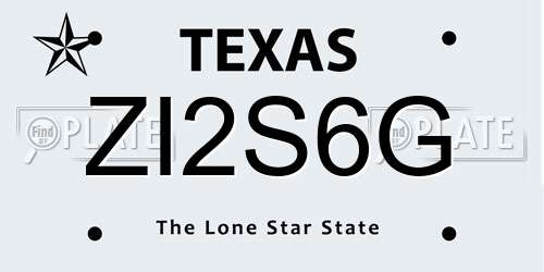 ZI2S6G Texas License Plate