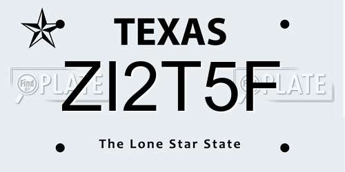 ZI2T5F Texas License Plate