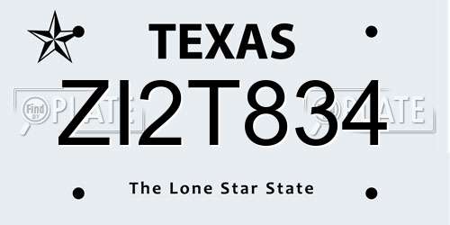 ZI2T834 Texas License Plate