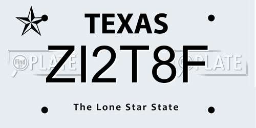 ZI2T8F Texas License Plate