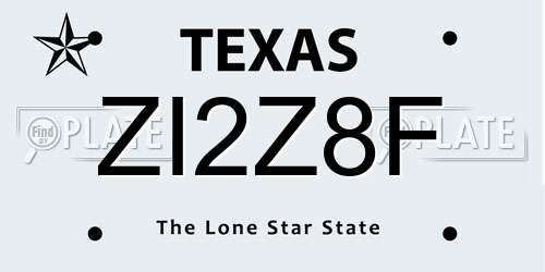 ZI2Z8F Texas License Plate