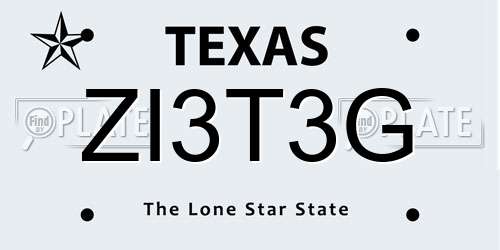 ZI3T3G Texas License Plate