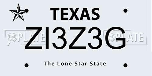 ZI3Z3G Texas License Plate