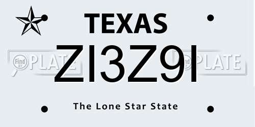ZI3Z9I Texas License Plate