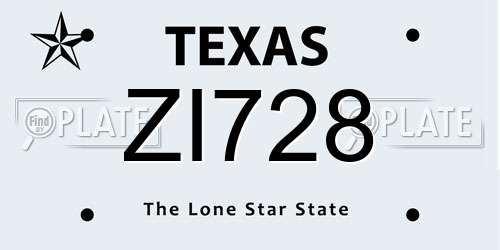 ZI728 Texas License Plate