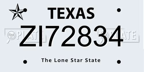 ZI72834 Texas License Plate