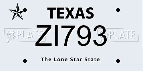 ZI793 Texas License Plate