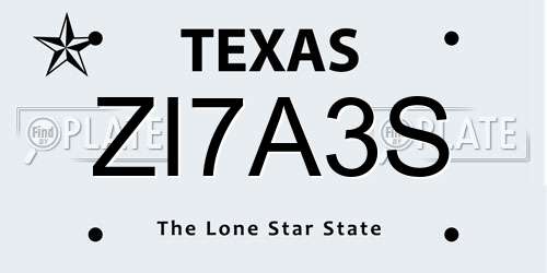 ZI7A3S Texas License Plate
