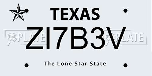 ZI7B3V Texas License Plate
