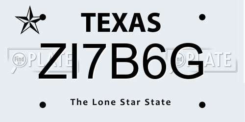 ZI7B6G Texas License Plate