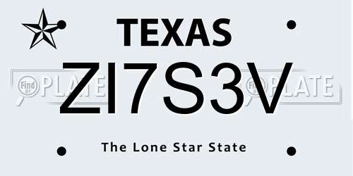 ZI7S3V Texas License Plate