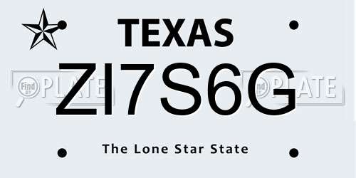 ZI7S6G Texas License Plate