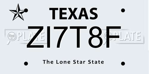 ZI7T8F Texas License Plate