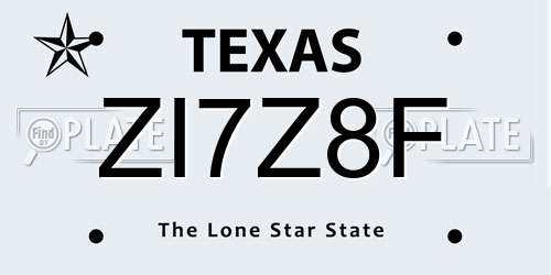 ZI7Z8F Texas License Plate