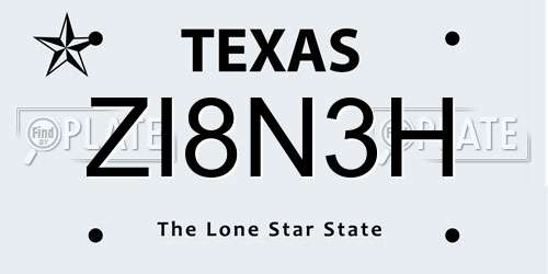 ZI8N3H Texas License Plate