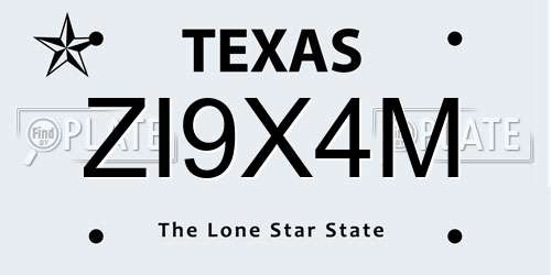 ZI9X4M Texas License Plate