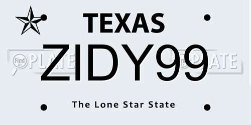 ZIDY99 Texas License Plate