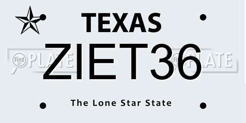 ZIET36 Texas License Plate