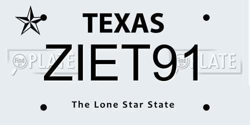 ZIET91 Texas License Plate