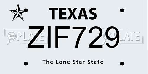 ZIF729 Texas License Plate