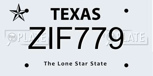 ZIF779 Texas License Plate