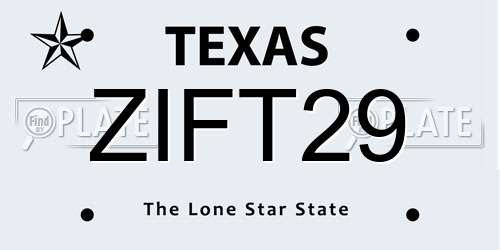 ZIFT29 Texas License Plate