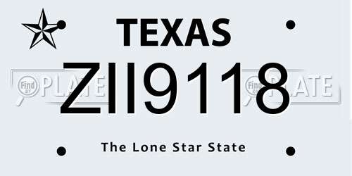 ZII9118 Texas License Plate