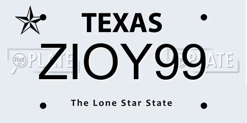 ZIOY99 Texas License Plate