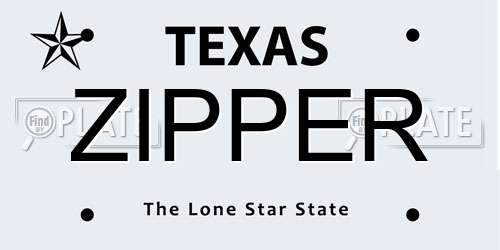 ZIPPER Texas License Plate